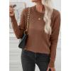 imageEVALESS Womens Sweaters Trendy Casual Crewneck Long Sleeve Cable Knit Lightweight Oversized Fall Sweaters Pullover TopsCoffee