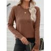 imageEVALESS Womens Sweaters Trendy Casual Crewneck Long Sleeve Cable Knit Lightweight Oversized Fall Sweaters Pullover TopsCoffee