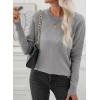 imageEVALESS Womens Sweaters Trendy Casual Crewneck Long Sleeve Cable Knit Lightweight Oversized Fall Sweaters Pullover TopsLight Grey