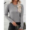imageEVALESS Womens Sweaters Trendy Casual Crewneck Long Sleeve Cable Knit Lightweight Oversized Fall Sweaters Pullover TopsLight Grey