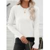 imageEVALESS Womens Sweaters Trendy Casual Crewneck Long Sleeve Cable Knit Lightweight Oversized Fall Sweaters Pullover TopsWhite