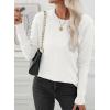 imageEVALESS Womens Sweaters Trendy Casual Crewneck Long Sleeve Cable Knit Lightweight Oversized Fall Sweaters Pullover TopsWhite