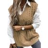 imageEVALESS Oversized Sweater Vest for Women V Neck Sleeveless Solid Color Loose Pullover Sweater1 Khaki