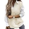 imageEVALESS Oversized Sweater Vest for Women V Neck Sleeveless Solid Color Loose Pullover Sweater2a Beige