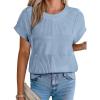 imageEVALESS Short Sleeve Sweater for Women Crewneck Color Block Knit Tops 2025 Fall Trendy Cap Sleeve Sweater VestSky Blue