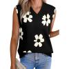 imageEVALESS Sweater Vest Women V Neck Cap Sleeve Knit Sweaters Summer Fall Floral Print Sweater Vest Tops Pullover SweatersBlack