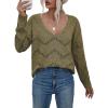 imageEVALESS Womens Crochet Sweater Top Hollow Out Long Sleeve Pullover Tops Fall Outfits Fashion 2025Jungle Green