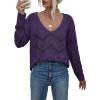 imageEVALESS Womens Crochet Sweater Top Hollow Out Long Sleeve Pullover Tops Fall Outfits Fashion 2025Kyoho Grape
