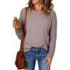 imageEVALESS Womens Sweaters Casual Long Sleeve Crewneck Cable Knit Lightweight Oversized Crochet Sweater Pullover TopsSmoke Gray