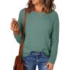 imageEVALESS Womens Sweaters Casual Long Sleeve Crewneck Cable Knit Lightweight Oversized Crochet Sweater Pullover TopsSmoke Green