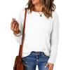 imageEVALESS Womens Sweaters Casual Long Sleeve Crewneck Cable Knit Lightweight Oversized Crochet Sweater Pullover TopsWhite