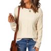 imageEVALESS Womens Sweaters Long Sleeve Crewneck Color Block Pullover Tops 2025 Fall Trendy Cable Knit SweaterBeige