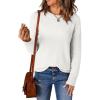 imageEVALESS Womens Sweaters Trendy Casual Crewneck Long Sleeve Cable Knit Lightweight Oversized Fall Sweaters Pullover TopsWhite