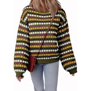 imageEVALESS Fall Sweaters for Women Cute Long Sleeve Tops Fashion Clothing 2025 Lightweight Pullover Sweaters Polka Dot TopsGreen