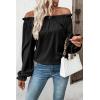 imageEVALESS Country Concert Outfits Off The Shoulder Tops for Women Cute Puff Sleeve T Shirts Womens Fashion Clothing 2025Black