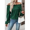 imageEVALESS Country Concert Outfits Off The Shoulder Tops for Women Cute Puff Sleeve T Shirts Womens Fashion Clothing 2025Blackish Green