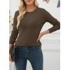 imageEVALESS Fall Sweaters for Women 2025 Trendy Wool Blend Sweaters Long Sleeve Crewneck Fall Outfits Pullover Sweater Tops1a Dark Brown
