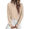 imageEVALESS Fall Sweaters for Women Trendy 2025 Cute Cozy Turtleneck Long Sleeve Colorblock Knitted Pullover TopsBeige