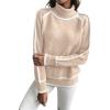 imageEVALESS Fall Sweaters for Women Trendy 2025 Cute Cozy Turtleneck Long Sleeve Colorblock Knitted Pullover TopsBeige
