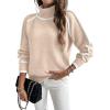 imageEVALESS Fall Sweaters for Women Trendy 2025 Cute Cozy Turtleneck Long Sleeve Colorblock Knitted Pullover TopsBeige