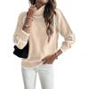 imageEVALESS Fall Sweaters for Women Trendy 2025 Cute Cozy Turtleneck Long Sleeve Colorblock Knitted Pullover TopsBeige