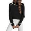 imageEVALESS Fall Sweaters for Women Trendy 2025 Cute Cozy Turtleneck Long Sleeve Colorblock Knitted Pullover TopsBlack