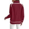imageEVALESS Fall Sweaters for Women Trendy 2025 Cute Cozy Turtleneck Long Sleeve Colorblock Knitted Pullover TopsBurgundy