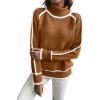 imageEVALESS Fall Sweaters for Women Trendy 2025 Cute Cozy Turtleneck Long Sleeve Colorblock Knitted Pullover TopsCamel