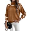 imageEVALESS Fall Sweaters for Women Trendy 2025 Cute Cozy Turtleneck Long Sleeve Colorblock Knitted Pullover TopsCamel