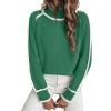 imageEVALESS Fall Sweaters for Women Trendy 2025 Cute Cozy Turtleneck Long Sleeve Colorblock Knitted Pullover TopsDark Green