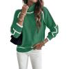 imageEVALESS Fall Sweaters for Women Trendy 2025 Cute Cozy Turtleneck Long Sleeve Colorblock Knitted Pullover TopsDark Green