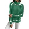 imageEVALESS Fall Sweaters for Women Trendy 2025 Cute Cozy Turtleneck Long Sleeve Colorblock Knitted Pullover TopsDark Green
