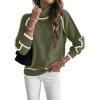 imageEVALESS Fall Sweaters for Women Trendy 2025 Cute Cozy Turtleneck Long Sleeve Colorblock Knitted Pullover TopsJungle Green