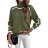imageEVALESS Fall Sweaters for Women Trendy 2025 Cute Cozy Turtleneck Long Sleeve Colorblock Knitted Pullover TopsJungle Green