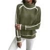 imageEVALESS Fall Sweaters for Women Trendy 2025 Cute Cozy Turtleneck Long Sleeve Colorblock Knitted Pullover TopsJungle Green