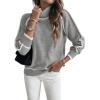 imageEVALESS Fall Sweaters for Women Trendy 2025 Cute Cozy Turtleneck Long Sleeve Colorblock Knitted Pullover TopsLight Grey