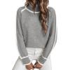 imageEVALESS Fall Sweaters for Women Trendy 2025 Cute Cozy Turtleneck Long Sleeve Colorblock Knitted Pullover TopsLight Grey