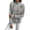 imageEVALESS Fall Sweaters for Women Trendy 2025 Cute Cozy Turtleneck Long Sleeve Colorblock Knitted Pullover TopsLight Grey