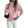 imageEVALESS Fall Sweaters for Women Trendy 2025 Cute Cozy Turtleneck Long Sleeve Colorblock Knitted Pullover TopsPink