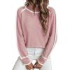 imageEVALESS Fall Sweaters for Women Trendy 2025 Cute Cozy Turtleneck Long Sleeve Colorblock Knitted Pullover TopsPink