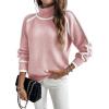 imageEVALESS Fall Sweaters for Women Trendy 2025 Cute Cozy Turtleneck Long Sleeve Colorblock Knitted Pullover TopsPink