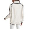 imageEVALESS Fall Sweaters for Women Trendy 2025 Cute Cozy Turtleneck Long Sleeve Colorblock Knitted Pullover TopsWhite