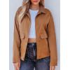 imageEVALESS Jackets for Women Fall Fashion 2025 Lightweight Coat Button Down Cropped Shackets With PocketsBrown