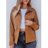 imageEVALESS Jackets for Women Fall Fashion 2025 Lightweight Coat Button Down Cropped Shackets With PocketsBrown