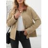 imageEVALESS Jackets for Women Fall Fashion 2025 Lightweight Coat Button Down Cropped Shackets With PocketsKhaki