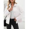imageEVALESS Jackets for Women Fall Fashion 2025 Lightweight Coat Button Down Cropped Shackets With PocketsWhite