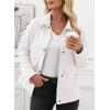 imageEVALESS Jackets for Women Fall Fashion 2025 Lightweight Coat Button Down Cropped Shackets With PocketsWhite
