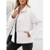 imageEVALESS Jackets for Women Fall Fashion 2025 Lightweight Coat Button Down Cropped Shackets With PocketsWhite