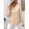 imageEVALESS Long Sleeve Shirts for Women Cute Ruffled V Neck Tops for Women 2025 Basic Blouses Fall Outfits Fashion ClothingApricot