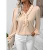 imageEVALESS Long Sleeve Shirts for Women Cute Ruffled V Neck Tops for Women 2025 Basic Blouses Fall Outfits Fashion ClothingApricot